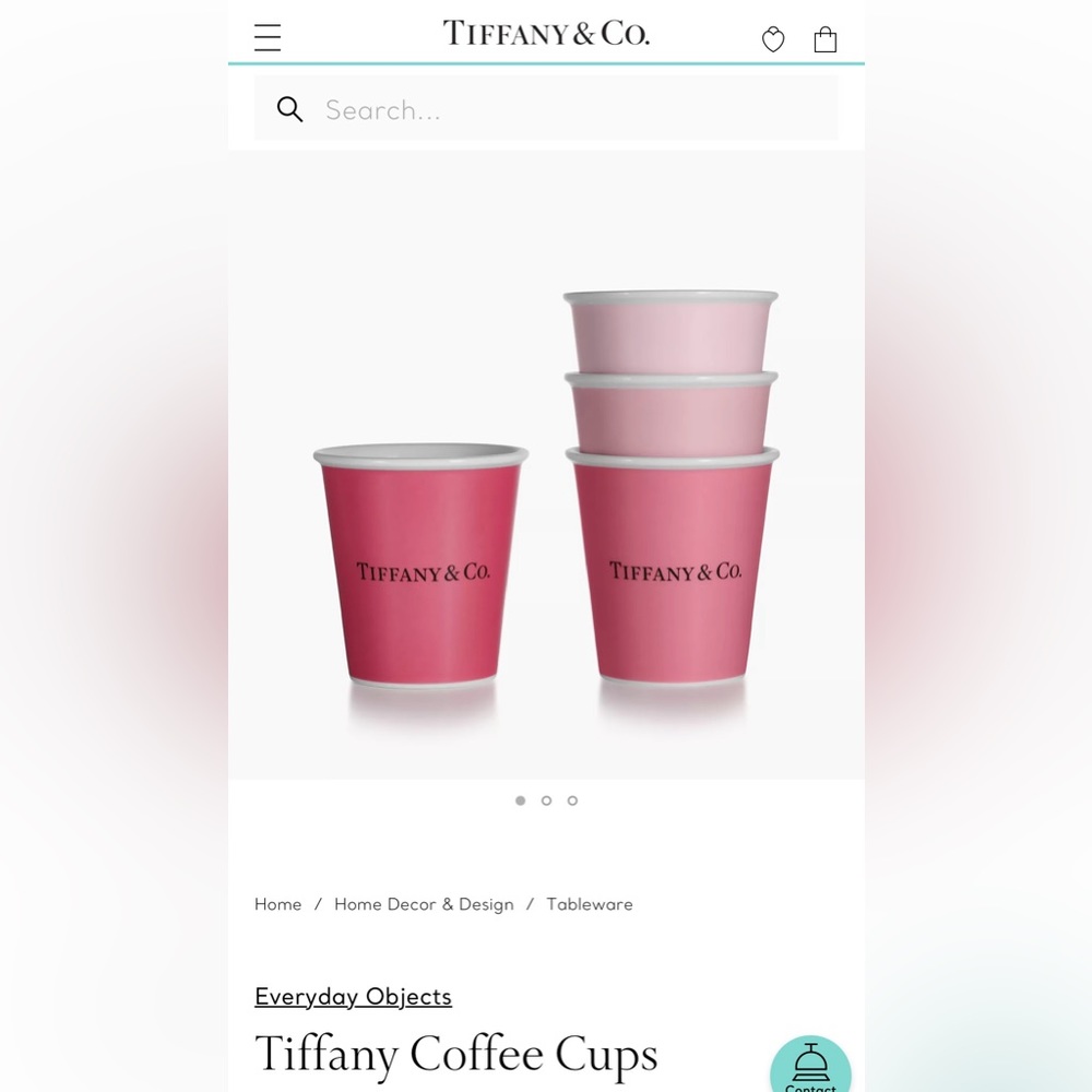Tiffany Bone China Coffee Cups in Reddish Pink - set of 2